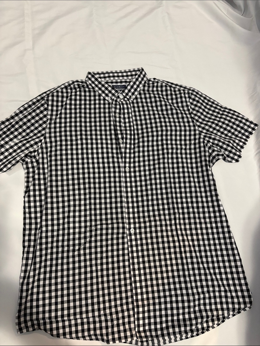 Club Room Black & White Gingham Short-Sleeve Button-Down Shirt